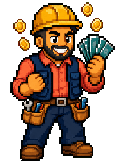 Local SEO for Contractors character celebrating business growth